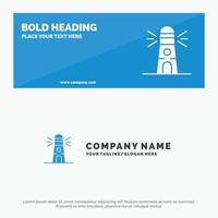 Lighthouse Building Navigation House SOlid Icon Website Banner and Business Logo Template vector