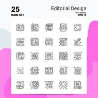 25 Editorial Design Icon Set 100 Editable EPS 10 Files Business Logo Concept Ideas Line icon design vector