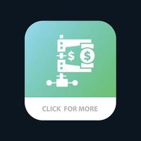 botón de la aplicación móvil de reforma del mercado de ingresos de finanzas comerciales versión de glifo de android e ios vector