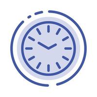 reloj de tiempo limpieza línea punteada azul icono de línea vector