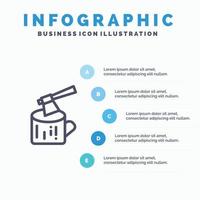 icono de línea de madera de madera de registro de hacha con fondo de infografía de presentación de 5 pasos vector
