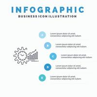 gráfico análisis gráficos mercado horario tiempo tendencias línea icono con 5 pasos presentación infografía fondo vector