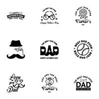 Happy fathers day 9 Black vintage retro type font Illustrator eps10 Editable Vector Design Elements