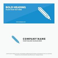 Education Pen Pencil SOlid Icon Website Banner and Business Logo Template vector