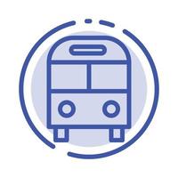 Auto Bus Deliver Logistic Transport Blue Dotted Line Line Icon vector