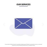 Our Services Mail Email User Interface Solid Glyph Icon Web card Template vector