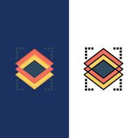 capas objeto capa servidor iconos plano y línea lleno icono conjunto vector fondo azul