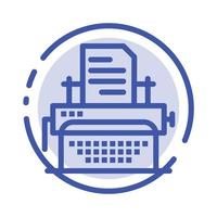 Typewriter Typing Document Publish Blue Dotted Line Line Icon vector