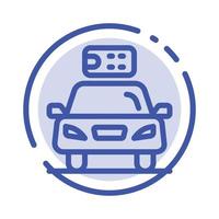 Car Ecology Electric Energy Power Blue Dotted Line Line Icon vector