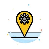 Business Location Map Gear Abstract Flat Color Icon Template vector