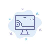 Screen Monitor Screen Wifi Blue Icon on Abstract Cloud Background vector