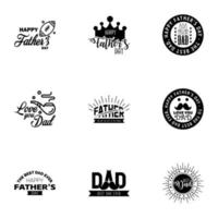Happy fathers day greeting cards set 9 Black Vector typography lettering Usable for banners print You are the best dad text design Editable Vector Design Elements