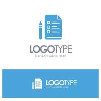 File Education Pen Pencil Blue Solid Logo with place for tagline vector