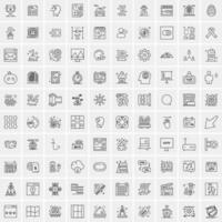 conjunto de 100 iconos de línea de negocios creativos vector