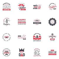 Set of Happy Fathers day elements 16 Black and Pink Vector illustration Editable Vector Design Elements