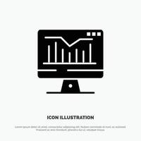 Computer Static Graph Monitor Solid Black Glyph Icon vector