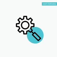Search Research Gear Setting turquoise highlight circle point Vector icon