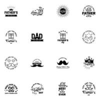 feliz día del padre saludo mano letras insignias 16 negro error tipográfico aislado en blanco plantilla de diseño de tipografía para cartel banner tarjeta de regalo camiseta impresión etiqueta pegatina retro estilo vintage vector i