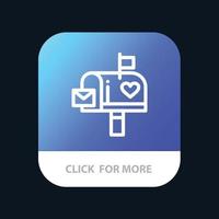 Mailbox Mail Love Letter Letterbox Mobile App Button Android and IOS Line Version vector