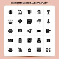 Solid 25 Project Management and Development Icon set Vector Glyph Style Design Black Icons Set Web and Mobile Business ideas design Vector Illustration