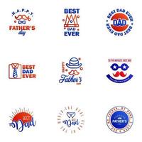 Happy Fathers Day vector hand lettering 9 Blue and red Calligraphy illustration for greeting card festival poster etc Editable Vector Design Elements