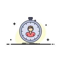 fast speed stopwatch timer girl Flat Color Icon Vector