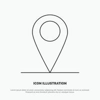 Global Location Pin World Line Icon Vector