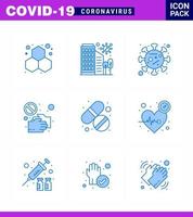 COVID19 corona virus contamination prevention Blue icon 25 pack such as pandemic hand safety covid disease viral coronavirus 2019nov disease Vector Design Elements