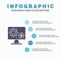 Generator Monitor Screen Setting Gear Money Solid Icon Infographics 5 Steps Presentation Background vector