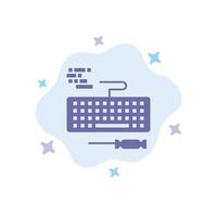 Key Keyboard Hardware Repair Blue Icon on Abstract Cloud Background vector