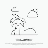 Beach Palm Tree Spring Line Icon Vector