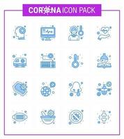 conjunto de iconos de prevención de coronavirus 25 vida de ambulancia azul dolor de cabeza salud vencer coronavirus viral 2019nov elementos de diseño de vector de enfermedad