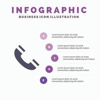 Call Interface Phone Ui Solid Icon Infographics 5 Steps Presentation Background vector