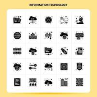 conjunto de iconos de tecnología de información sólida 25 diseño de estilo de glifo vectorial conjunto de iconos negros diseño de ideas de negocios web y móvil ilustración vectorial vector