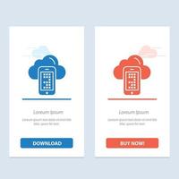 Cloud Computing Mobile Cell  Blue and Red Download and Buy Now web Widget Card Template vector