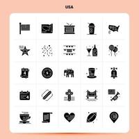 solid 25 usa conjunto de iconos diseño de estilo de glifo vectorial iconos negros conjunto web y diseño de ideas de negocios móviles ilustración vectorial vector