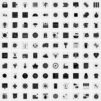 Set of 100 Business Solid Glyph icons vector