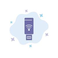 Usb Wifi Service Signal Blue Icon on Abstract Cloud Background vector