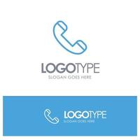 Call Contact Phone Telephone Blue outLine Logo with place for tagline vector