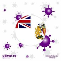 reza por el territorio antártico británico covid19 coronavirus tipografía bandera quédate en casa mantente saludable cuida tu propia salud vector