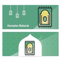 Ramadan Kareem concept banner with islamic  patterns vector