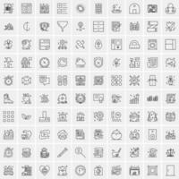 conjunto de 100 iconos de línea de negocios creativos vector