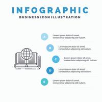 Writing Novel Book Story Theory Line icon with 5 steps presentation infographics Background vector