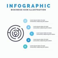 Circle Circle Maze Labyrinth Maze Line icon with 5 steps presentation infographics Background vector