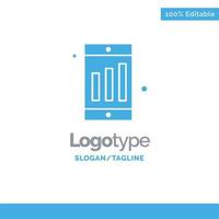 gráfico de celdas móviles plantilla de logotipo sólido azul lugar para el eslogan vector