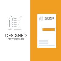 informe de archivo lista de verificación de tarjeta de factura diseño de logotipo gris y plantilla de tarjeta de visita vector