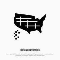 Map States United Usa solid Glyph Icon vector