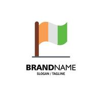 Flag Ireland Irish Business Logo Template Flat Color vector