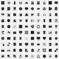 Set of 100 Business Solid Glyph icons vector