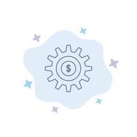 Gear Setting Money Success Blue Icon on Abstract Cloud Background vector